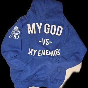 Blue Hoodie with Bold Statement